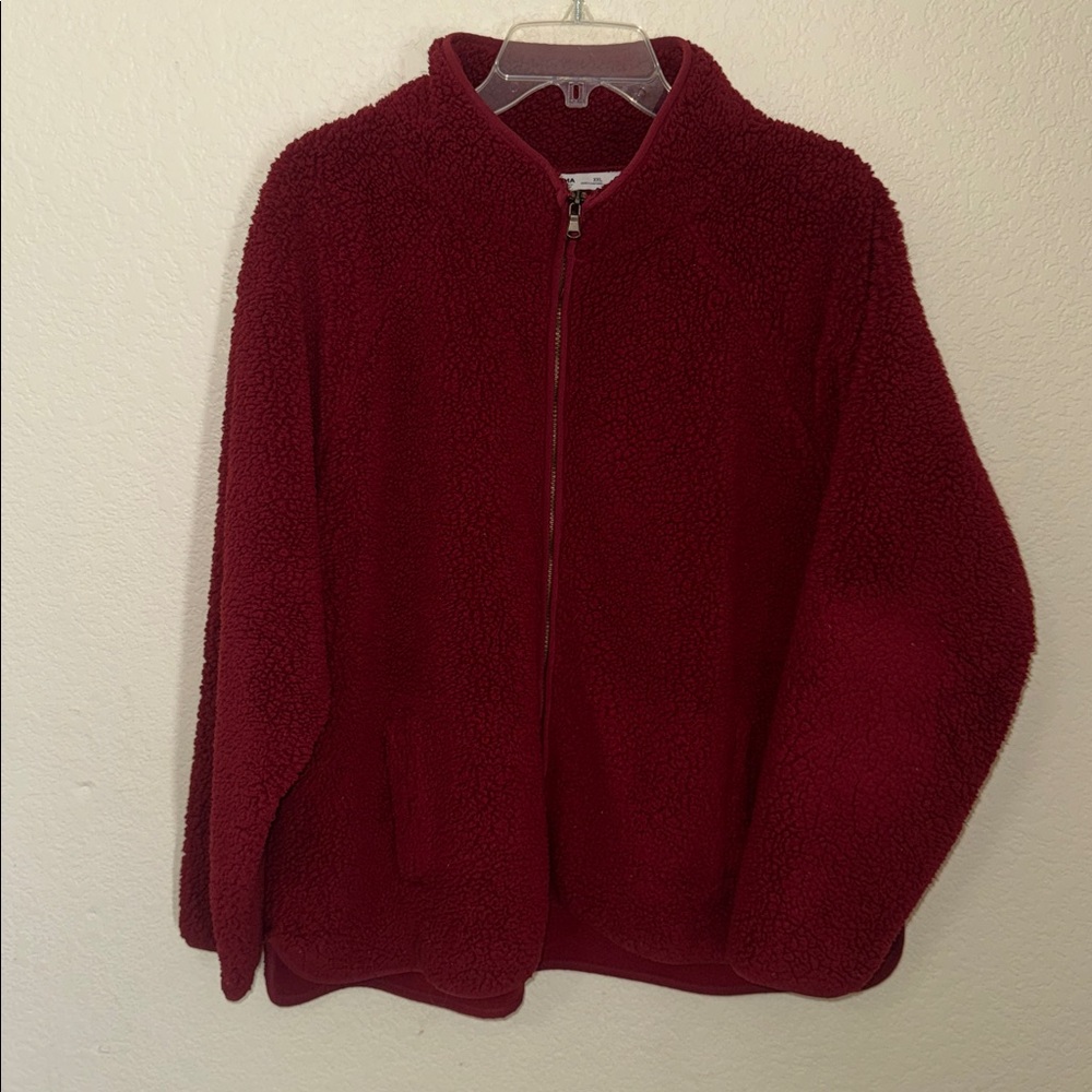 Sonoma Deep Red Faux Fur Jacket